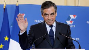 Fillon gives his victory speech on Sunday 